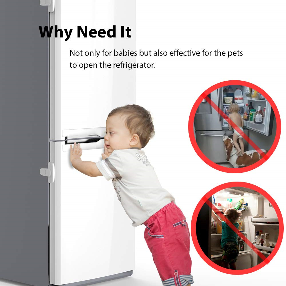 2PCS Baby Safety Child Lock Home Refrigerator Lock Fridge Freezer Door  Catch Lock Toddler Kids Child Cabinet Safety Lock-White 
